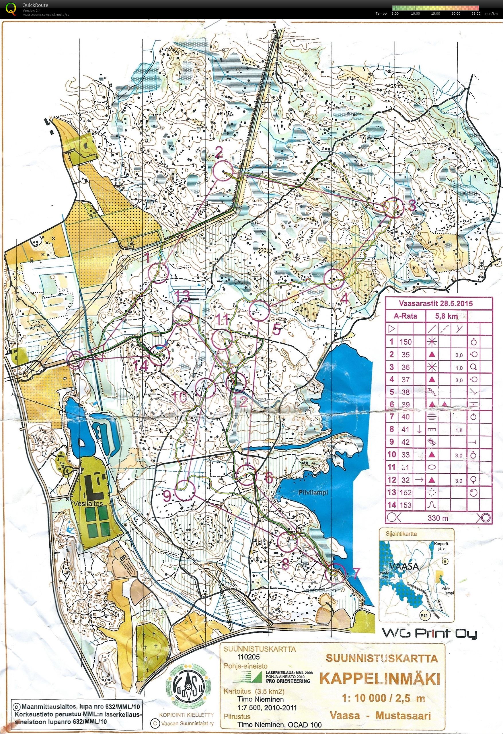 Kappelinmäki, egen träning, utan skärmar (2016-10-09)