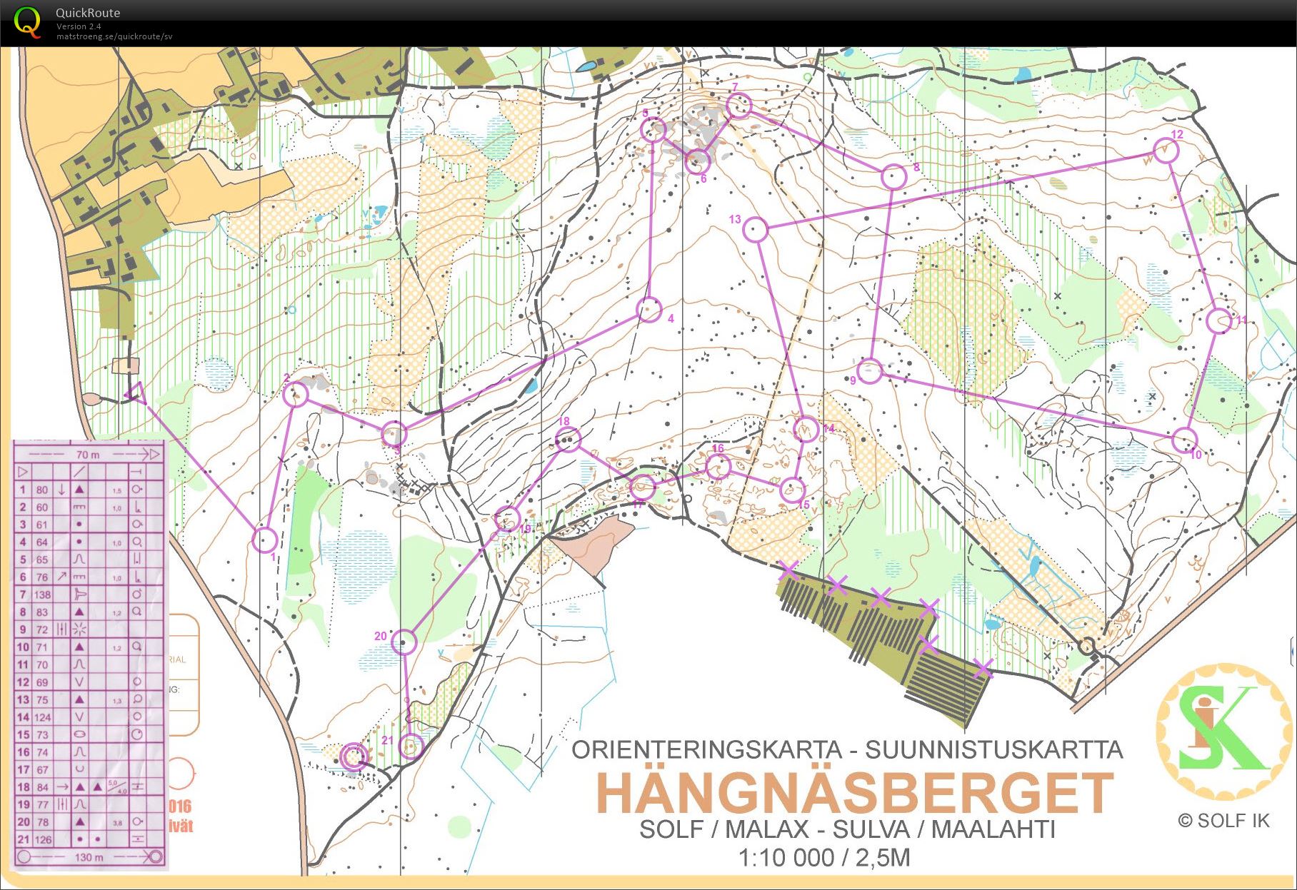 Egen träning, Hängnäsberget, utan kontroller (H21A, Kvarken 2016) (13/10/2016)