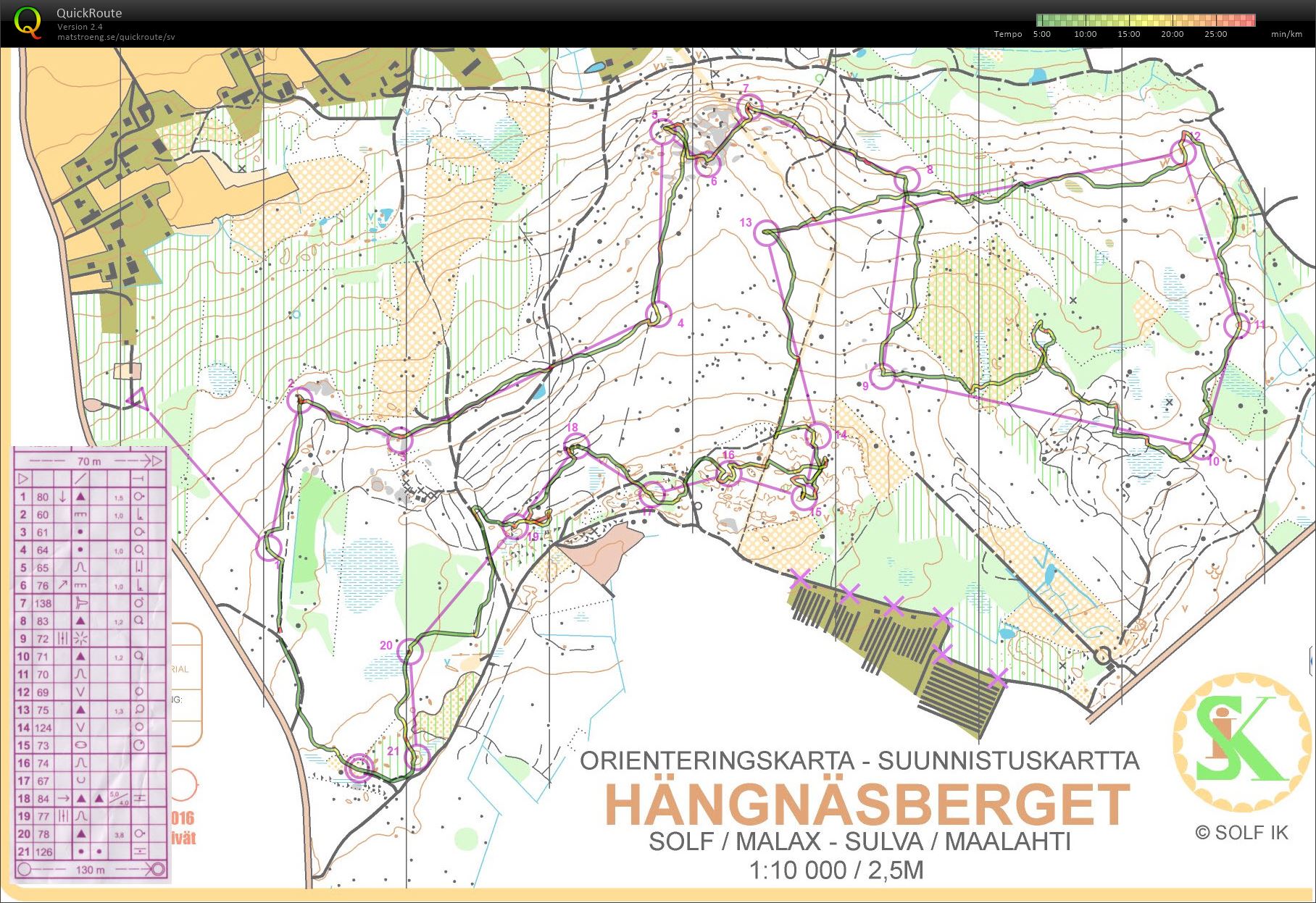 Egen träning, Hängnäsberget, utan kontroller (H21A, Kvarken 2016) (13/10/2016)
